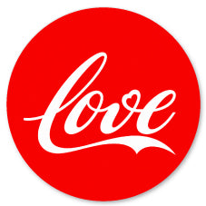 Badge Épingle Rétro 25mm Pins Button | Love Cœur Blanc sur Fond Rouge