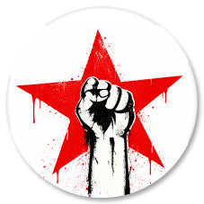 Badge Épingle Rétro 25mm Pins Button | Poing Levé Étoile Rouge Révolution